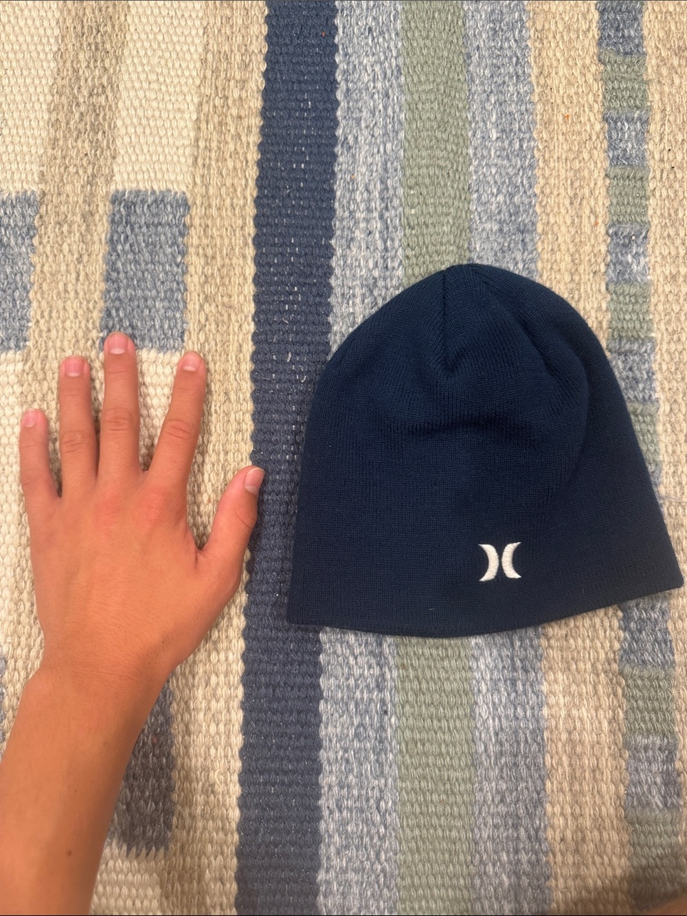 Hurley Navy Knit Beanie with White Icon - Picture 4 of 4